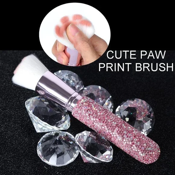 NWT Sparkling Crystal Rhinestone Bling Pink Stocking Stuffers Makeup Bru…